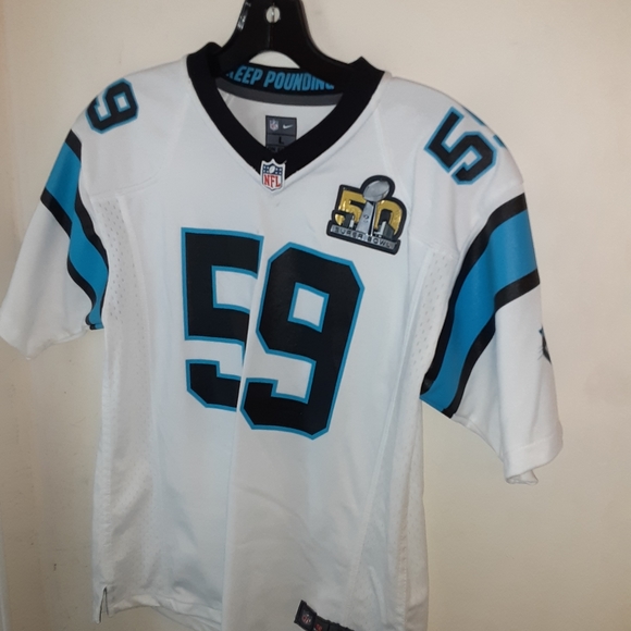 Luke Kuechly Carolina Panthers #59 Jersey White SZ:L Back to Football  School - Picture 1 of 7